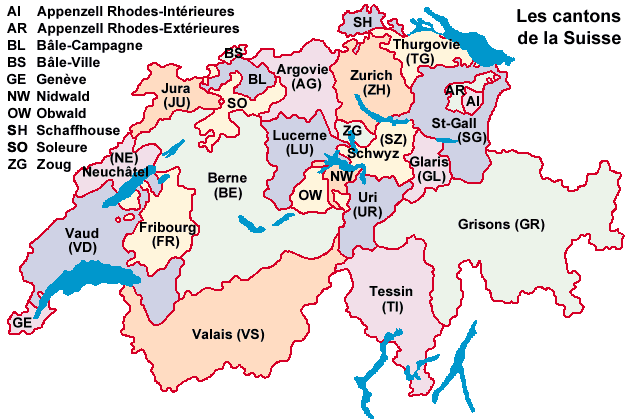 Les cantons de la Suisse